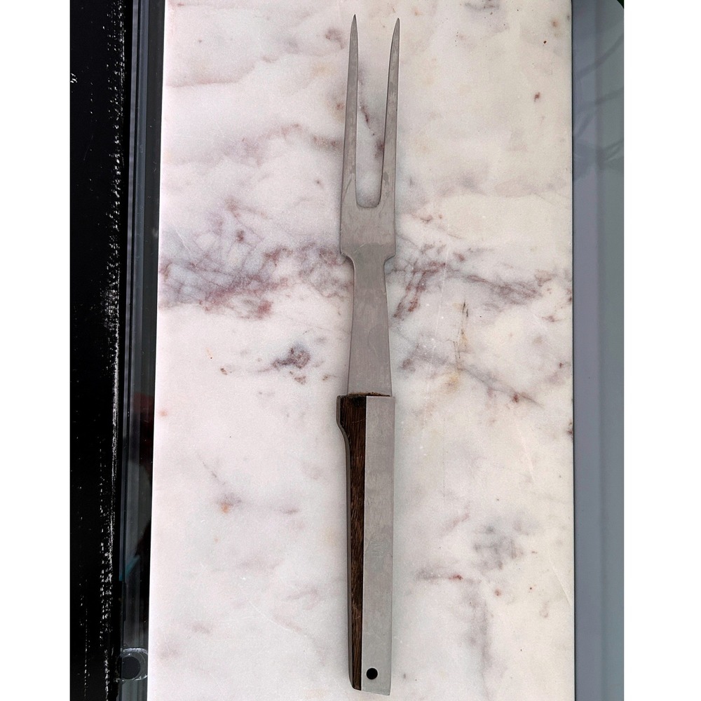 Vernco Vintage Carving Fork Stainless Steel Japan Wood Handle Mid Century Modern